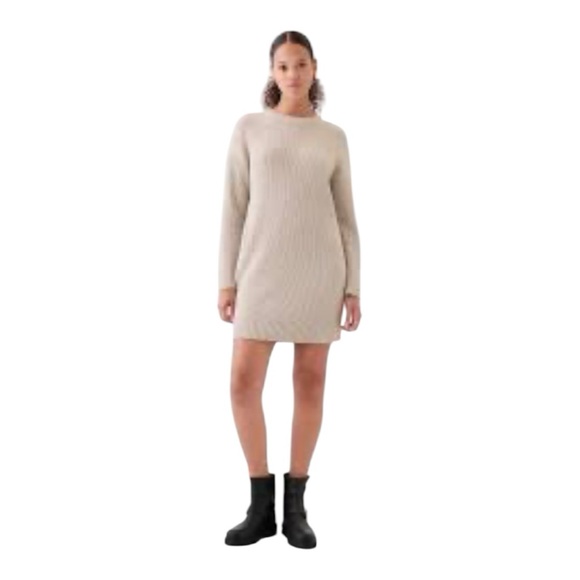 GAP Oatmeal‎ Cream Alpaca Wool Blend Sweater Dress Cozy Size M Mini Warm Work - Picture 1 of 8